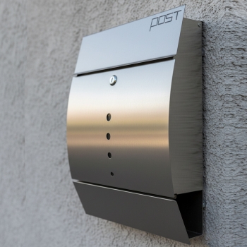 Preview: Edelstahl Wandbriefkasten inkl. Zeitungsfach – Wetterfest & Modernes Design